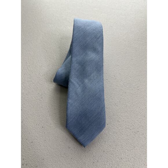 Penguin Blue Solid Woven Pattern Skinny Tie NWOT T-1097 - Picture 1 of 6